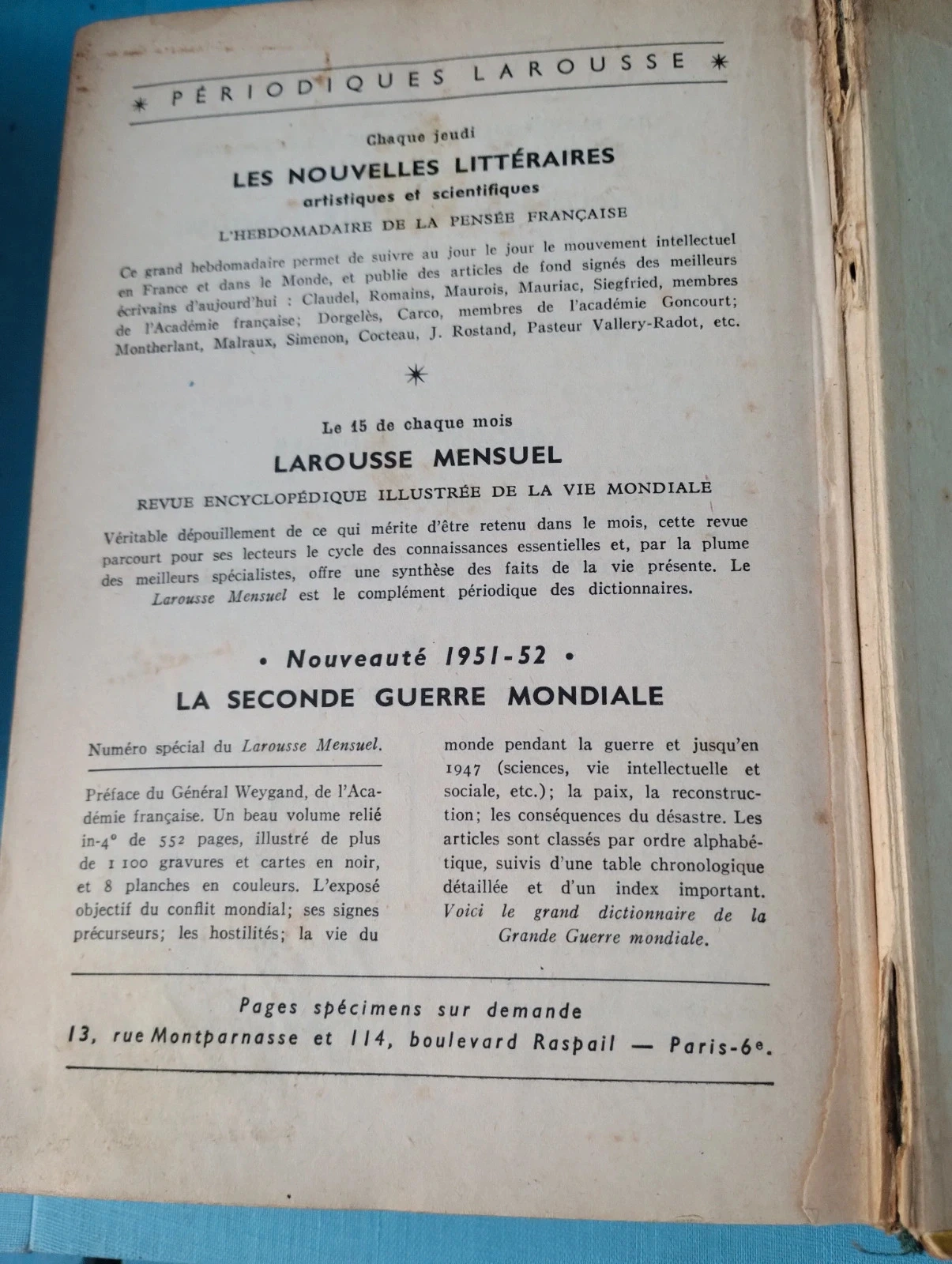 Mémento Larousse 1952 – photo 3